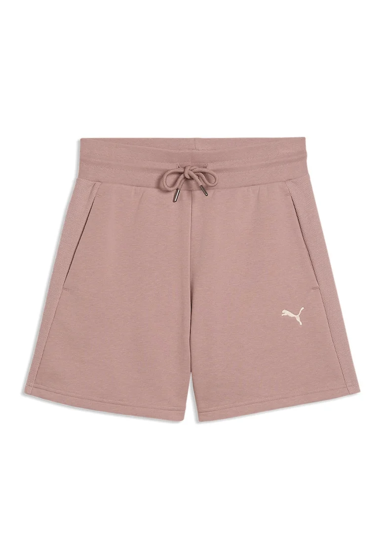 Pantaloni scurti din amestec de bumbac cu talie ajustabila, Alb/Roz prafuit