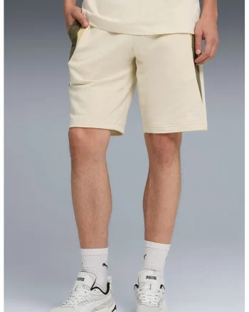 Pantaloni scurti cu benzi contrastante si logo brodat, Kaki/Maro camel