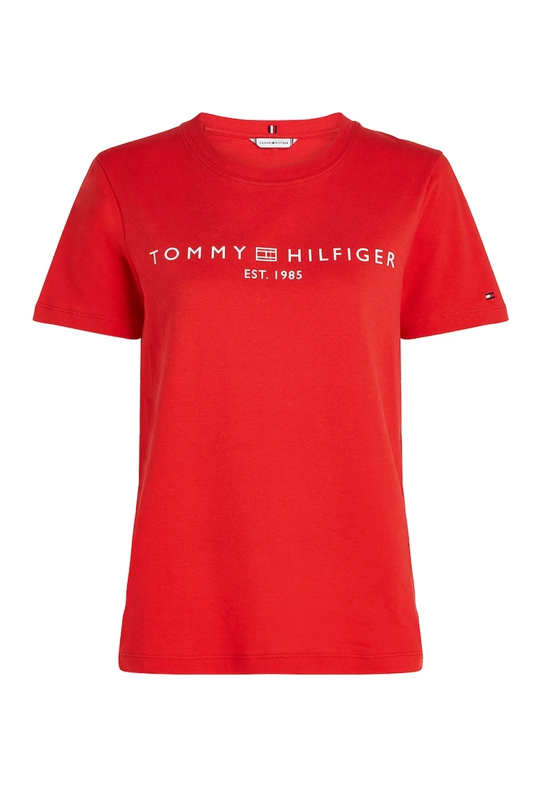 Tricou din bumbac cu imprimeu logo, Rosu