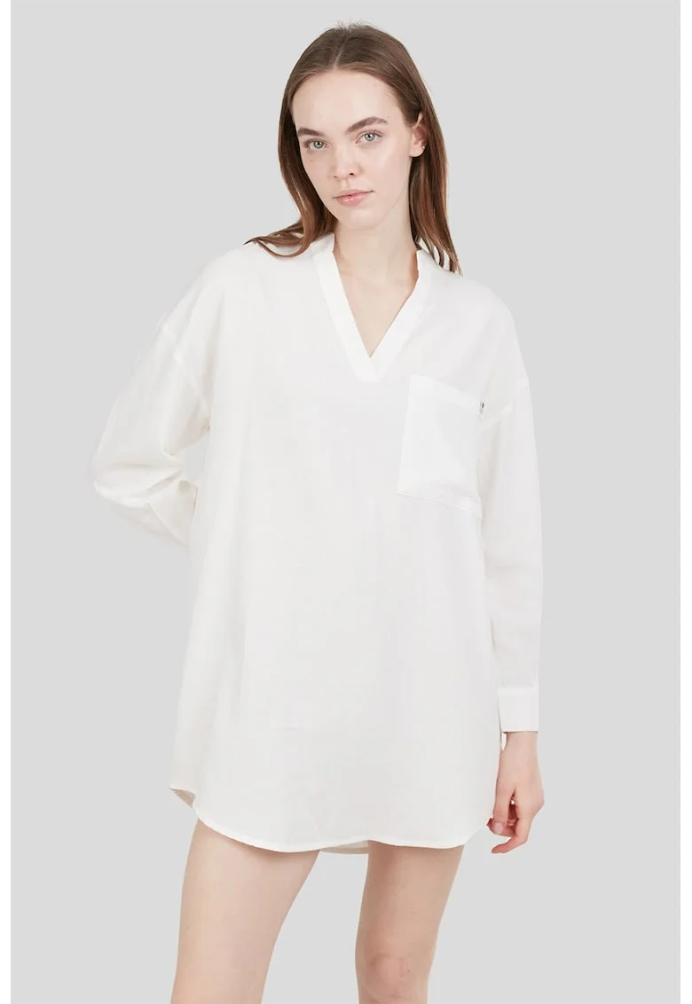 Bluza din amestec de bumbac, fara inchidere Athene, Alb fildes