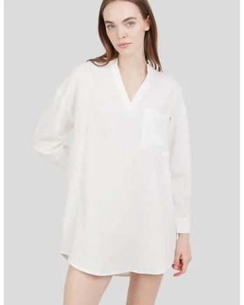 Bluza din amestec de bumbac, fara inchidere Athene, Alb fildes