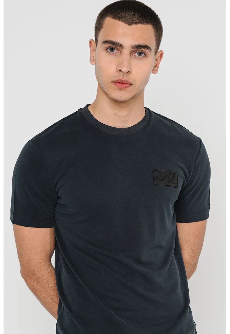 Tricou din amestec de lyocell cu logo, Gri antracit