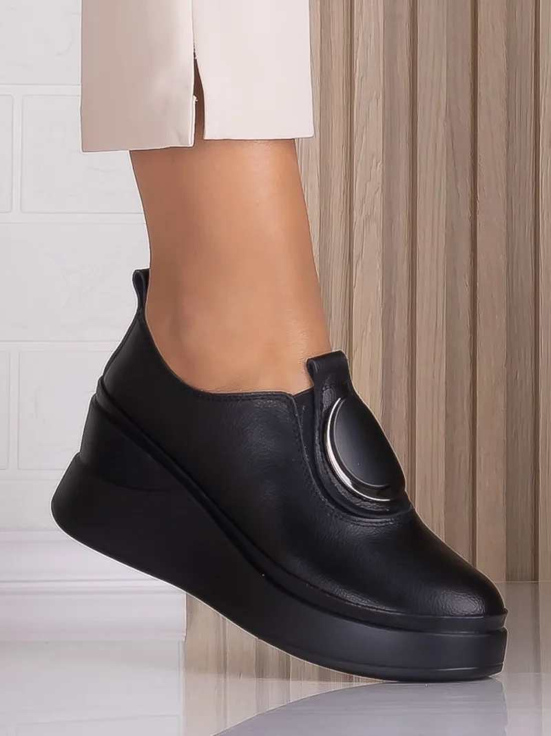 Papuci dama cu platforma Negrii din Piele Naturala Armane