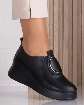 Papuci dama cu platforma Negrii din Piele Naturala Armane