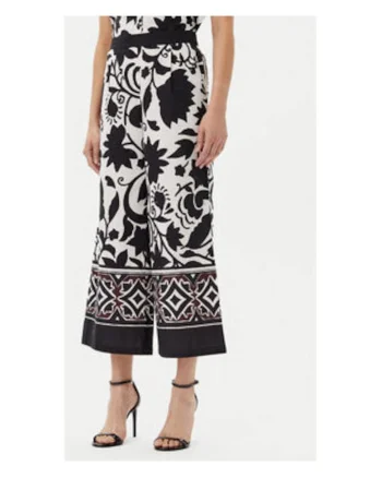 Pantaloni pentru dama,  511FD25011, bumbac, negru/alb