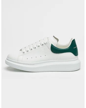 Pantofi sport de piele cu logo, Alb/Verde englez