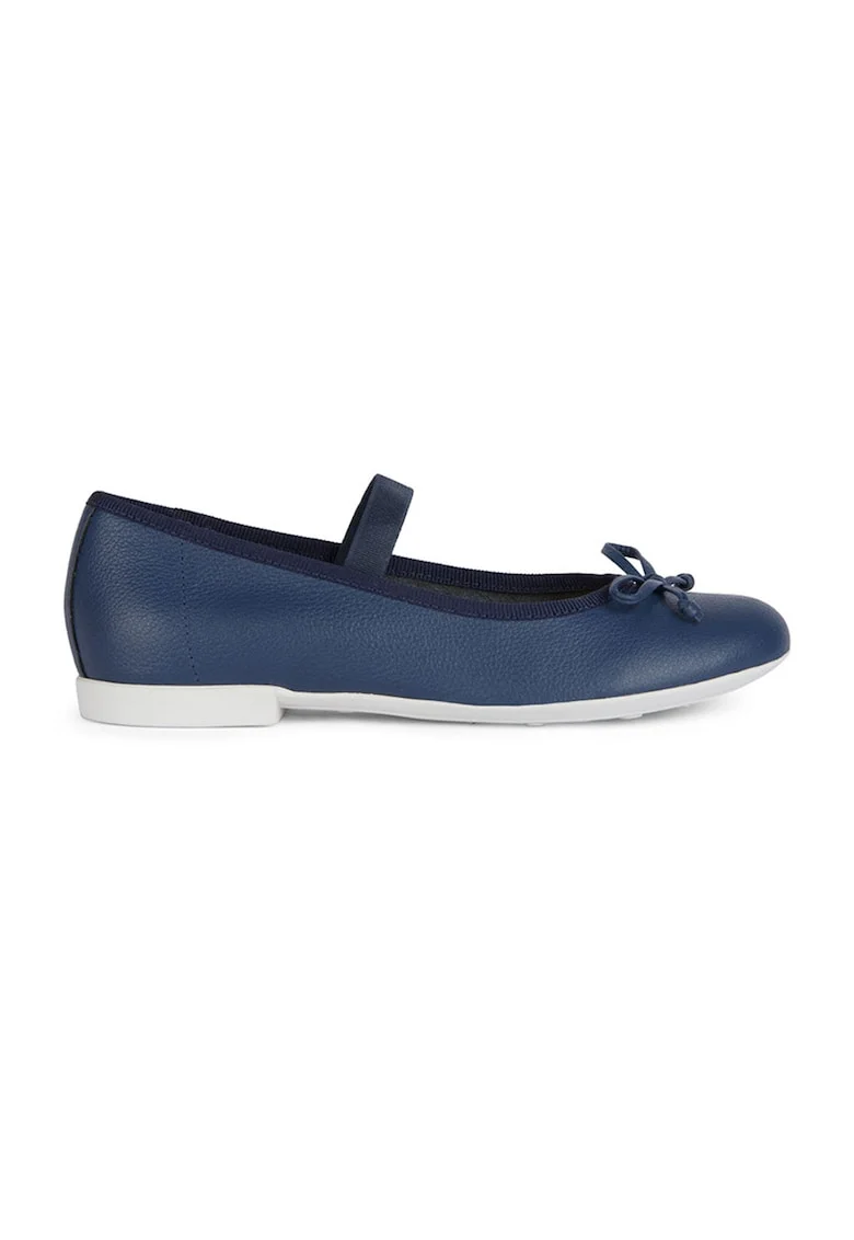 Balerini de piele cu bareta elastica, Bleumarin