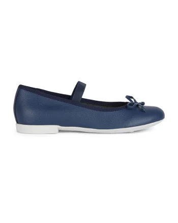 Balerini de piele cu bareta elastica, Bleumarin