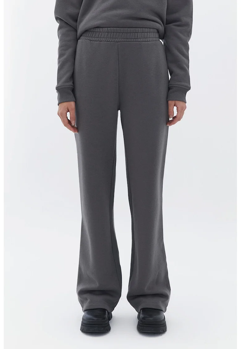 Pantaloni uni de trening cu talie elastica, Gri inchis