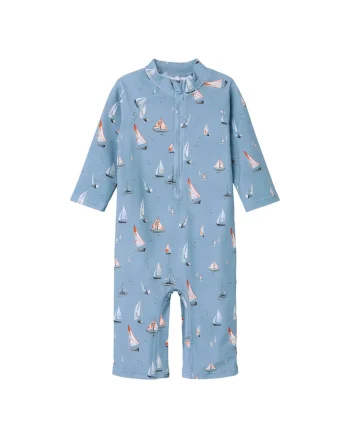 Costum de baie copii,  IZVORUL DE MUNTE, albastru, 80% poliamida, 20% elastan