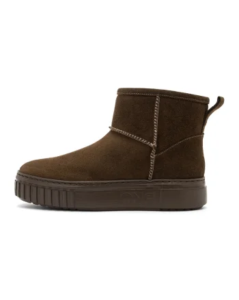Ghete flatform de piele intoarsa cu captuseala de blana sintetica