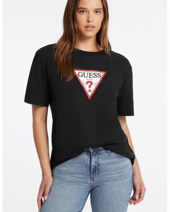 Tricou lejer cu decolteu la baza gatului, Negru