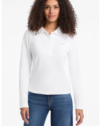 Bluza polo cu buzunar pe piept, Alb