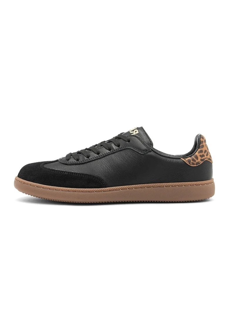 Pantofi sport din piele cu garnituri de piele intoarsa Marcella, Negru/Maro