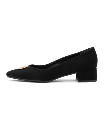 Pantofi de piele intoarsa cu decoratiune metalica Elizabeth, Negru