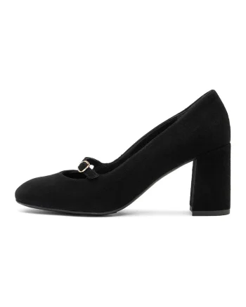 Pantofi Mary Jane de piele intoarsa cu catarama, Negru