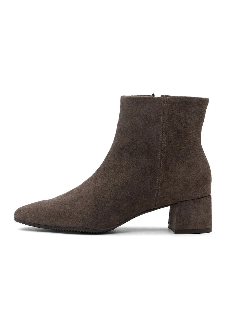 Botine de piele cu toc, Gri inchis
