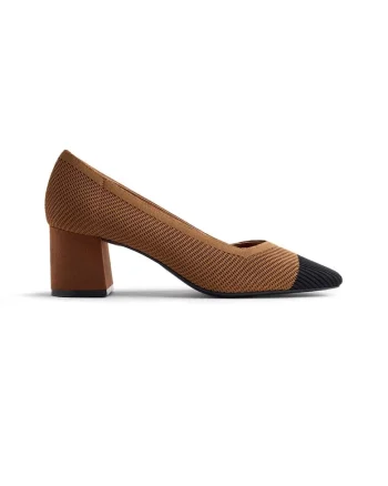Pantofi din material textil cu varf patrat Pease, Maro taupe