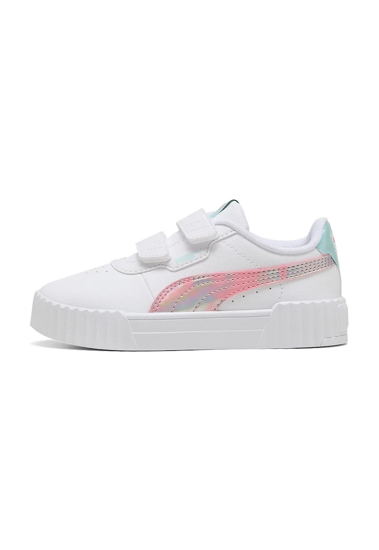 Pantofi sport low-cut Carina 3.0 din piele ecologica, Alb/Roz deschis/Verde menta
