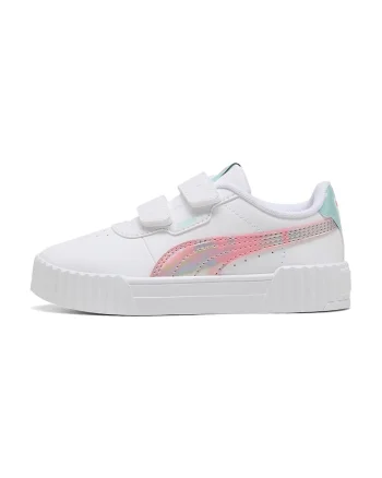 Pantofi sport low-cut Carina 3.0 din piele ecologica, Alb/Roz deschis/Verde menta
