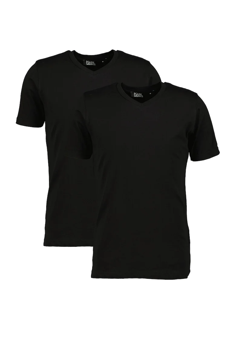 Set de tricouri cu decolteu in V - 2 piese, Negru