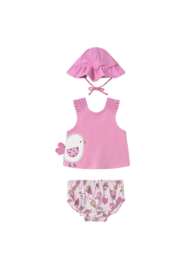 Costum de baie copii,  1668 44, bumbac/poliester, roz