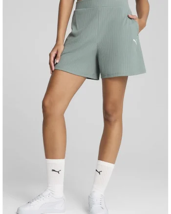 Pantaloni scurti striati cu logo, Verde deschis