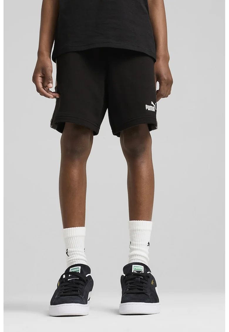 Pantaloni scurti din amestec de bumbac cu logo, Alb/Negru