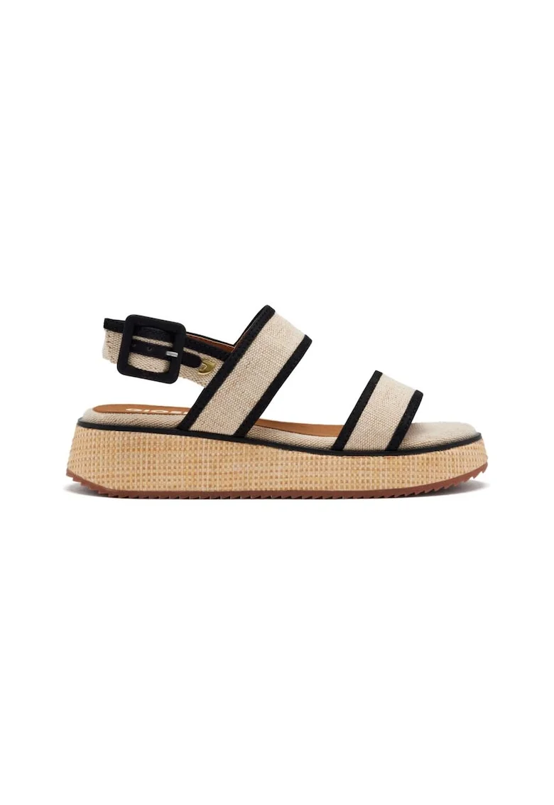 Sandale cu talpa wedge si catarama, Negru
