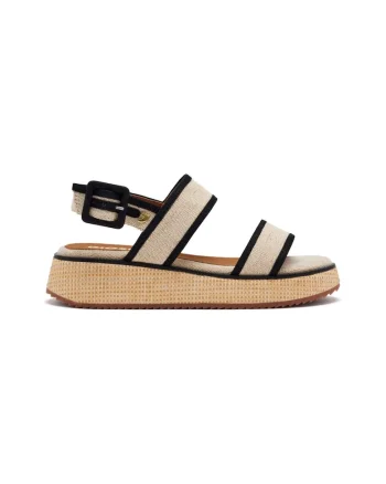 Sandale cu talpa wedge si catarama, Negru