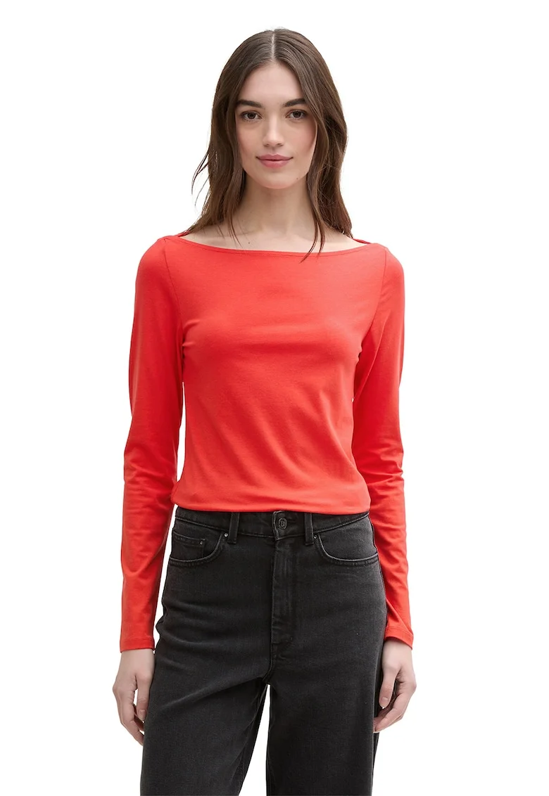 Bluza din amestec de bumbac si modal, Rosu