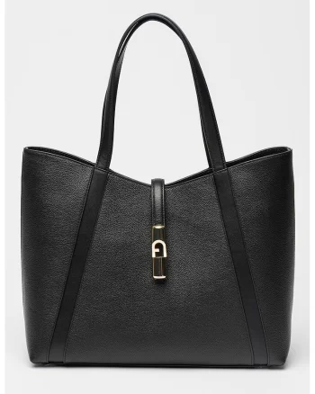 Geanta tote de piele Goccia, Negru