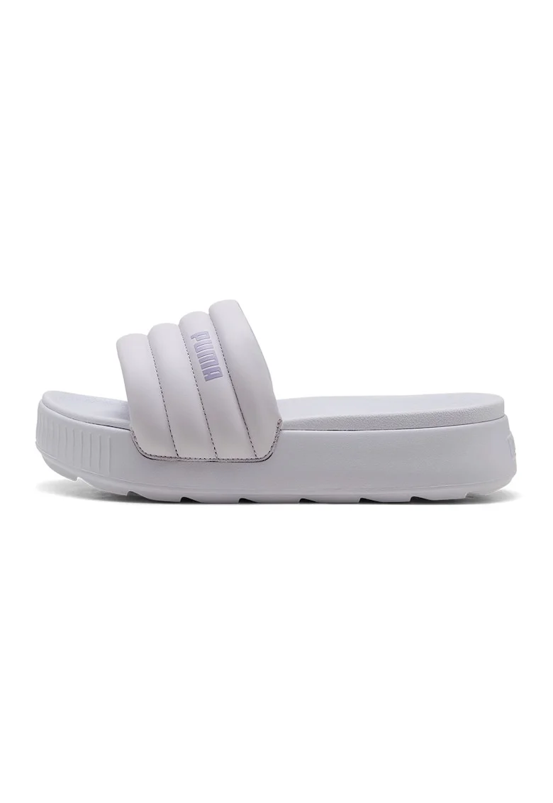 Papuci flatform cu aspect pufos Karmen, Alb murdar