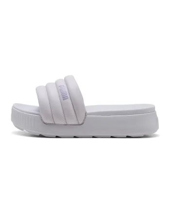 Papuci flatform cu aspect pufos Karmen, Alb murdar