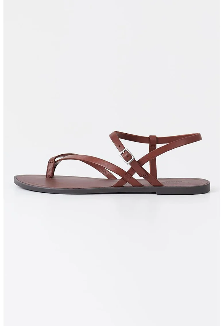 Sandale de piele cu barete multiple Tia 2.0, Maro cognac
