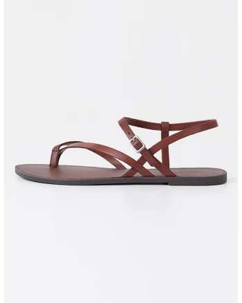 Sandale de piele cu barete multiple Tia 2.0, Maro cognac