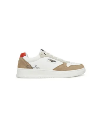 Pantofi sport barbati, 251SC235PL244,  Piele naturala, 42 EU, Bej/Alb, Alb/Bej