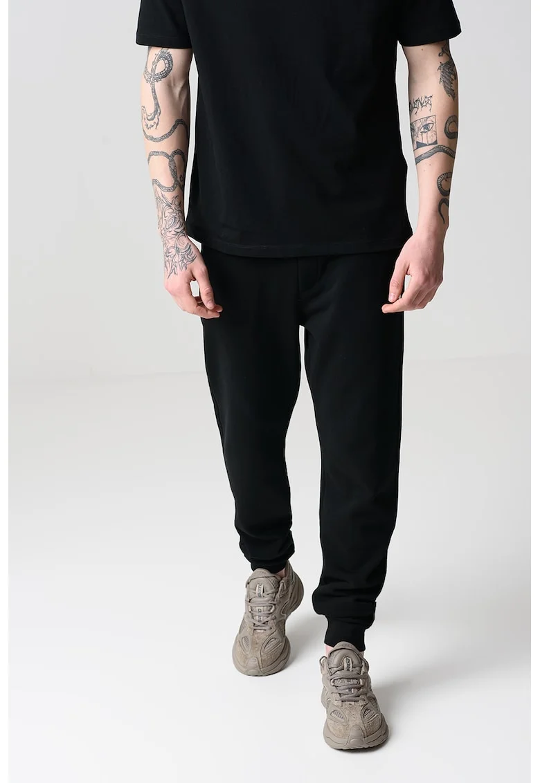 Pantaloni de trening uni cu snur, Negru