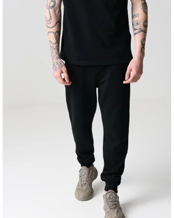Pantaloni de trening uni cu snur, Negru