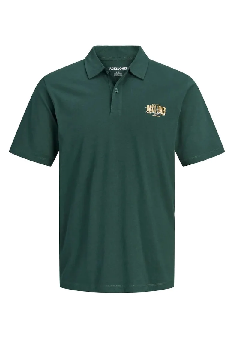 Plus Tricou polo barbati big sizes, din jerseu de bumbac, Regular Fit, Verde inchis, Verde inchis