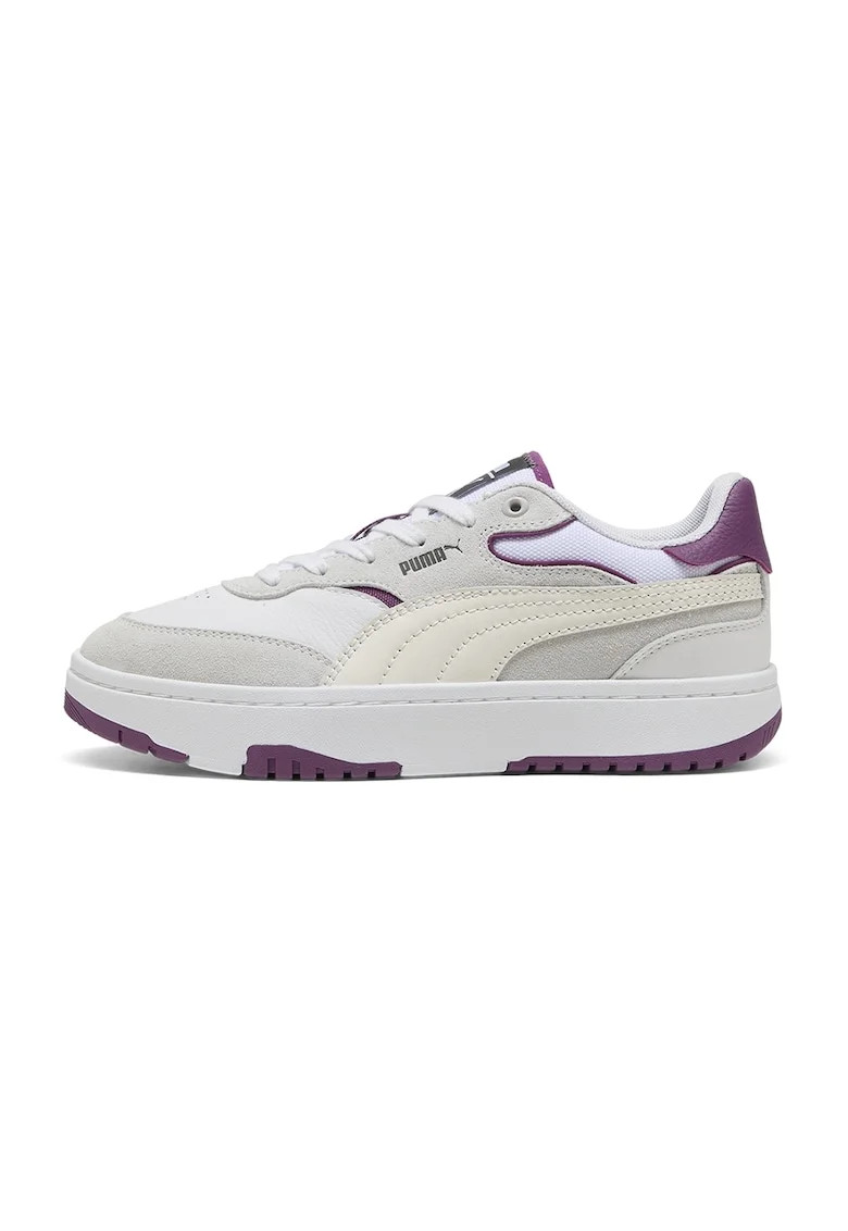 Pantofi sport Cali Sylva de piele cu garnituri de piele intoarsa, Violet tyrian/Alb murdar