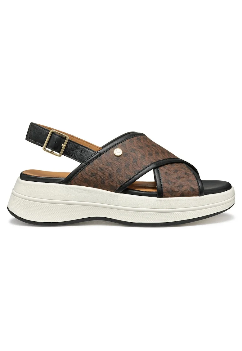 Sandale dama, D550VB-00485,  Piele ecologica, Maro