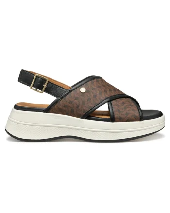Sandale dama, D550VB-00485,  Piele ecologica, Maro