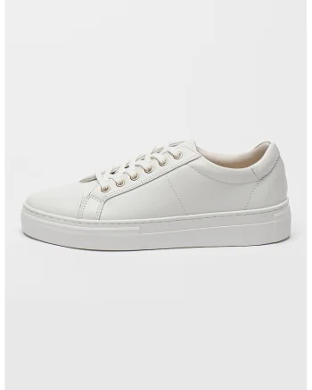 Pantofi sport din piele cu model uni Zoe, Alb