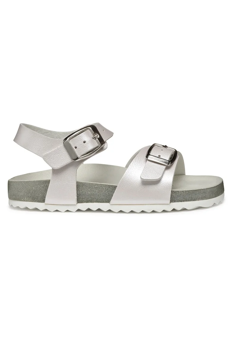 Sandale fete, J558MI-000NF,  Piele ecologica, Alb, Alb