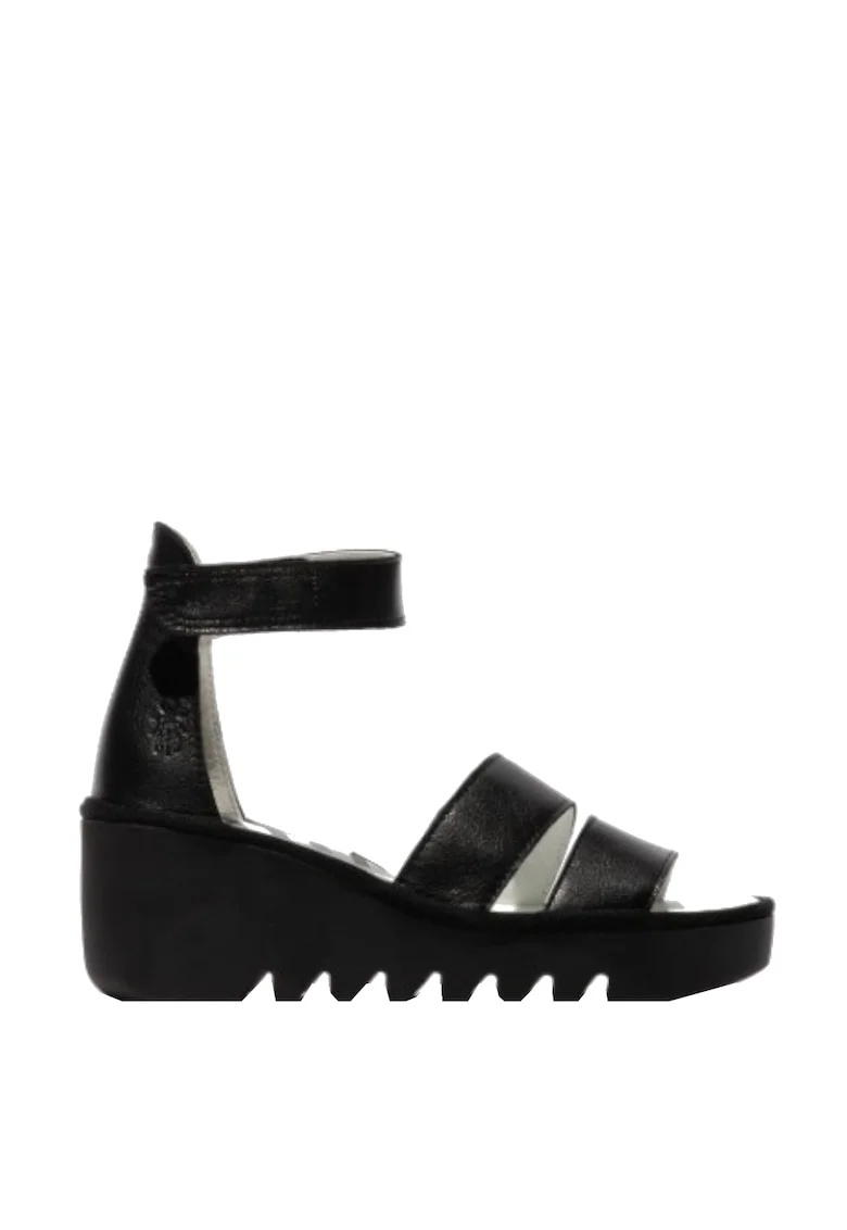 Sandale dama  BONO 290, negru, piele naturala, fixare Velcro