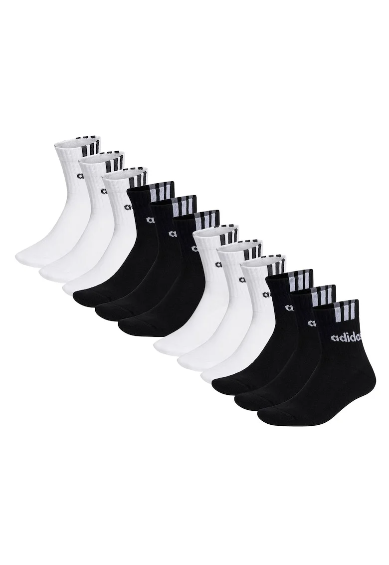 Set de sosete scurte cu model unisex- 12 perechi, Alb/Negru