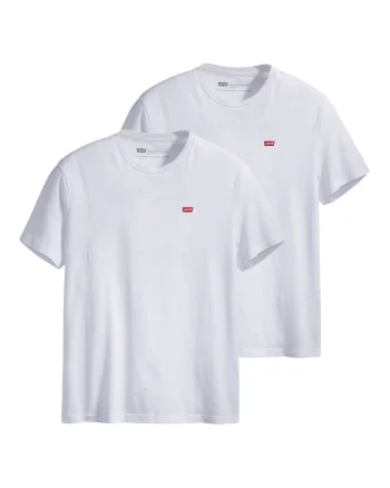 Set de tricouri din bumbac cu logo brodat discret - 2 piese, Alb