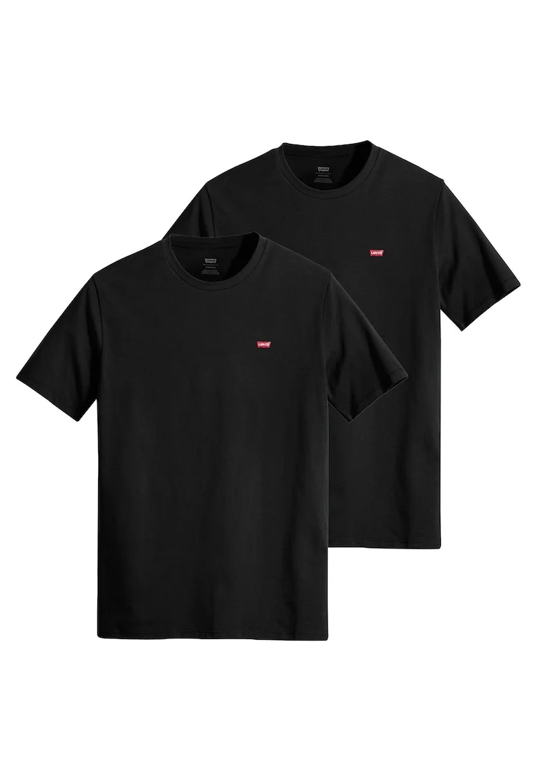 Set de tricouri din bumbac cu logo brodat discret - 2 piese, Negru