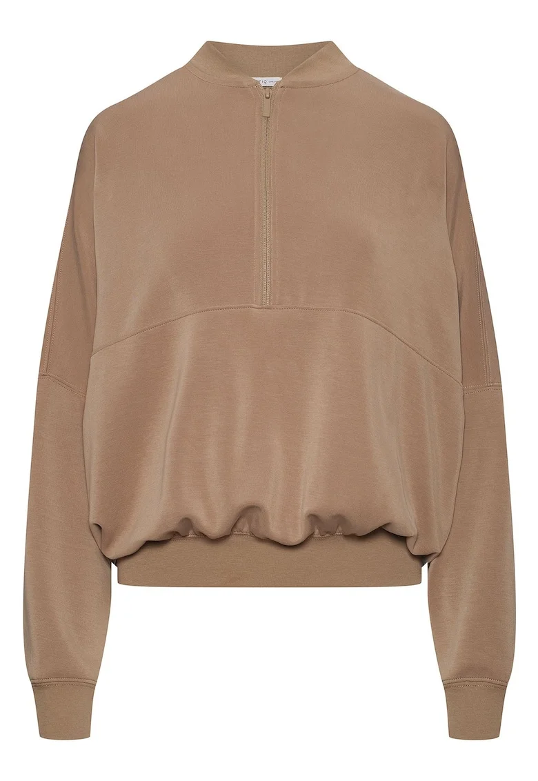 Bluza half-zip dama Phelia, Maro deschis melange
